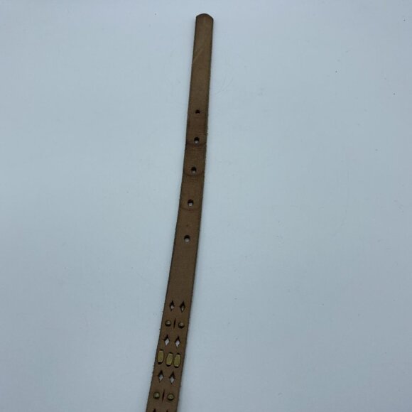 Unbranded Brown Genuine Leather Belt Embossed w/ Rivets Women's Size L Skinny - Picture 9 of 11